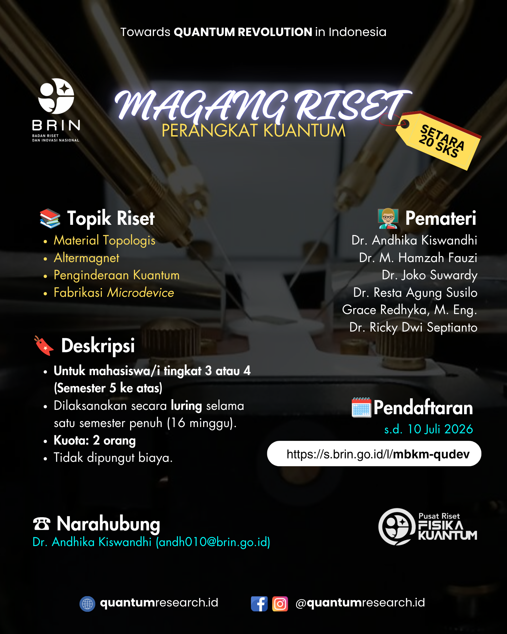Magang Riset - Perangkat Kuantum - KST Serpong (Bacharuddin Jusuf Habibie)