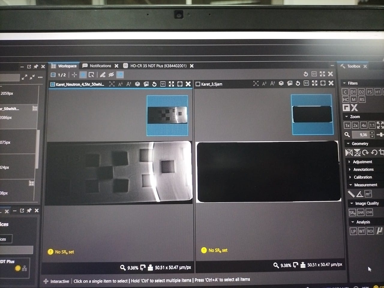 Radiografi X-ray menggunakan IP /Film ukuran 7x17 dan 14x17 inchi