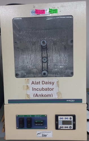 Kecernaan bahan kering, bahan organik, dan Neutral Detergent Fiber bahan pakan secara in Vitro menggunakan ANKOM Daisy Incubator