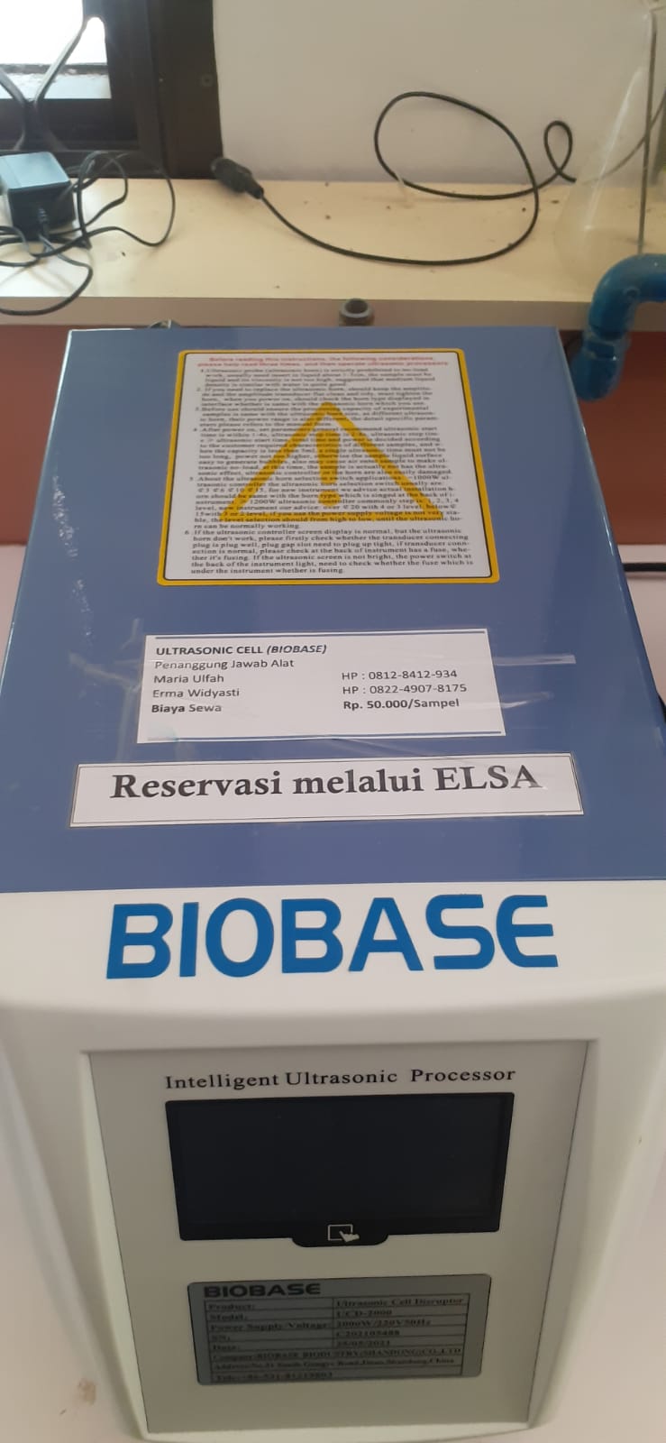 Penggunaan alat Microbial Cell Disruption Ultrasonicator (BIOBASE)