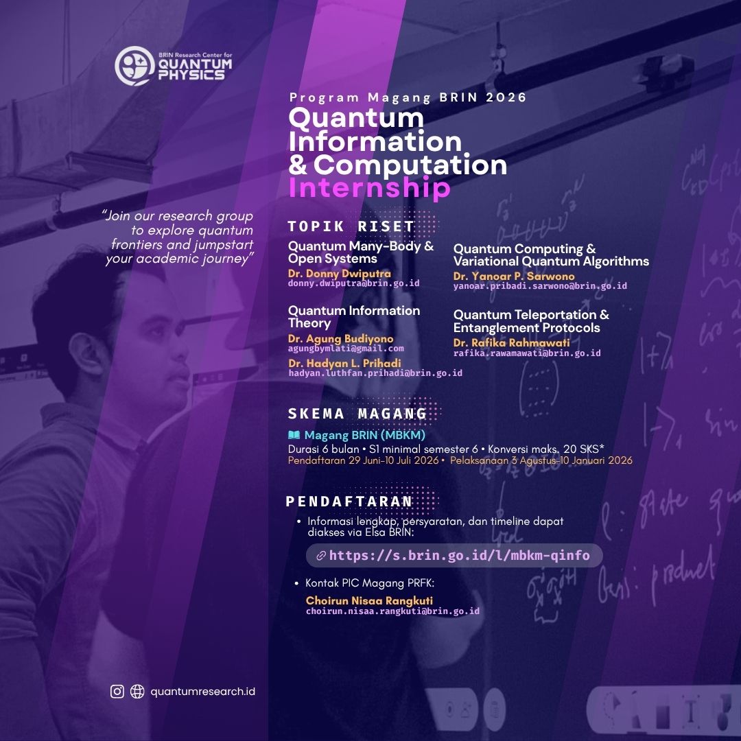Magang Riset - Informasi dan Komputasi Kuantum - KST Serpong (Bacharuddin Jusuf Habibie)