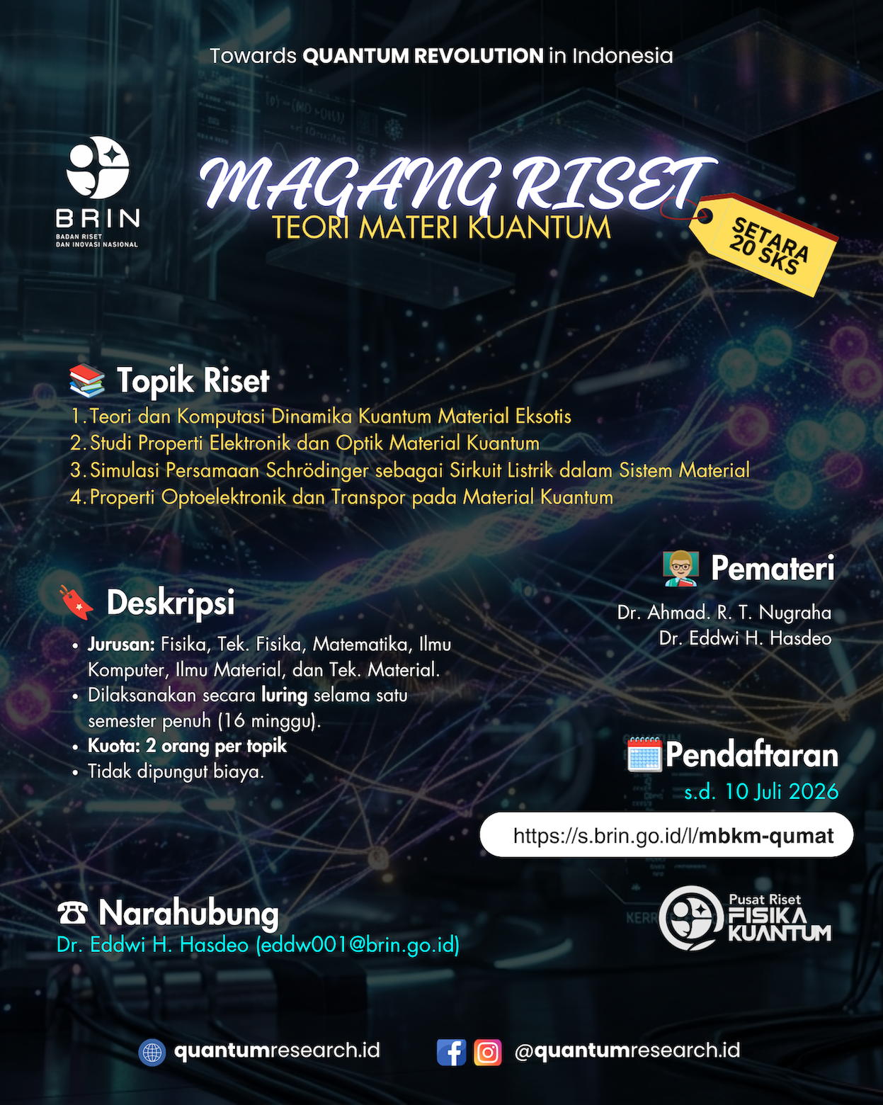 Magang Riset - Teori Materi Kuantum - KST Serpong (Bacharuddin Jusuf Habibie)